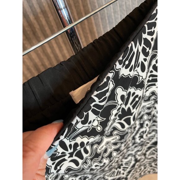 Chicos Black White Damask Print Elastic Waist Skirt Size M - Picture 2 of 9